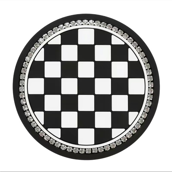 Rhinestone Checkered Coasters 2 piece Set - Picture 5 of 6